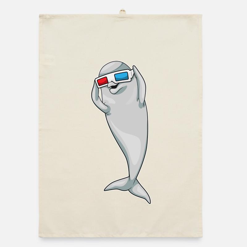 Dolphin Goggles Organic dish towel