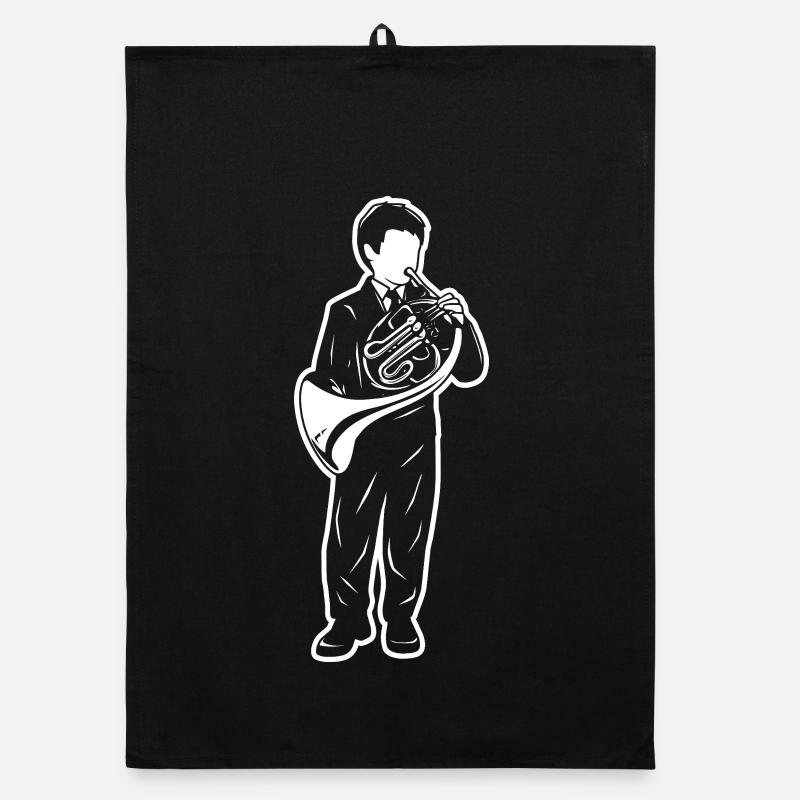 French Horn Boy Drawing Organic dish towel