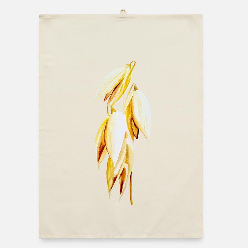 Avoine à feuilles jaune dorée imprimées Torchon bio