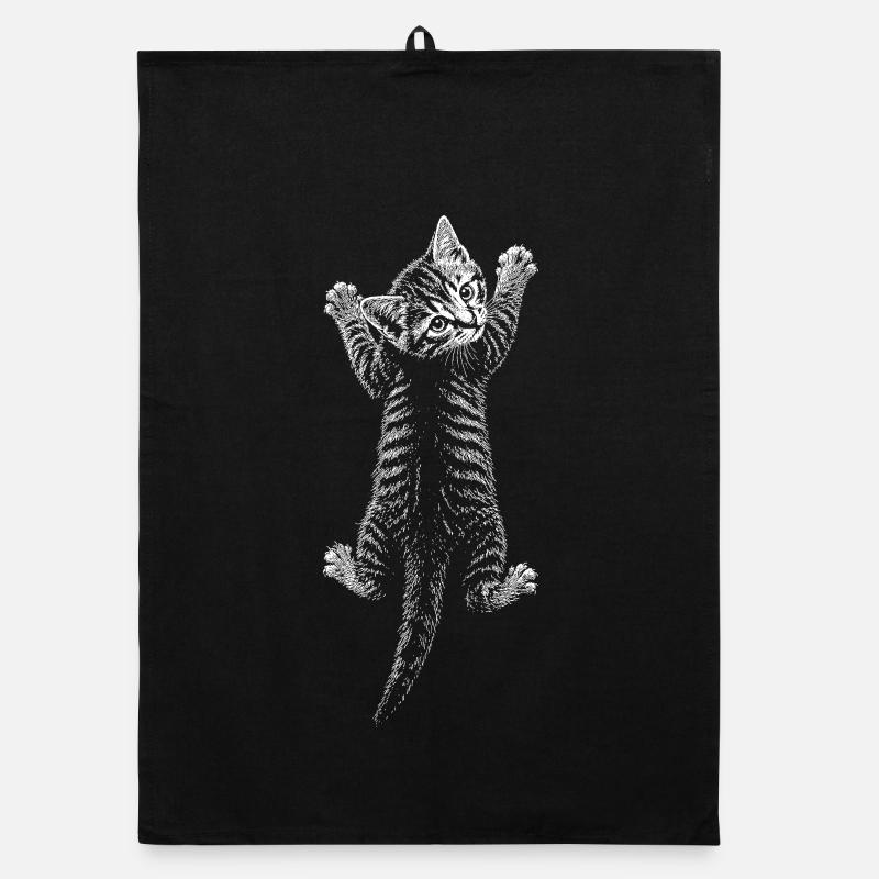 Kitten - Organic dish towel - black