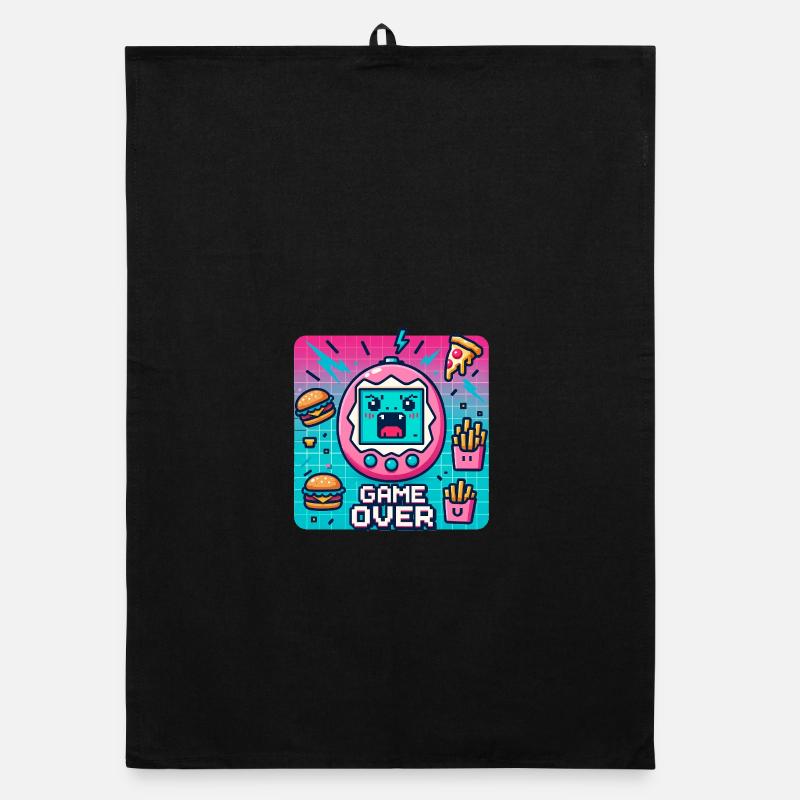 Pixel console, retro and snacks Organic dish towel
