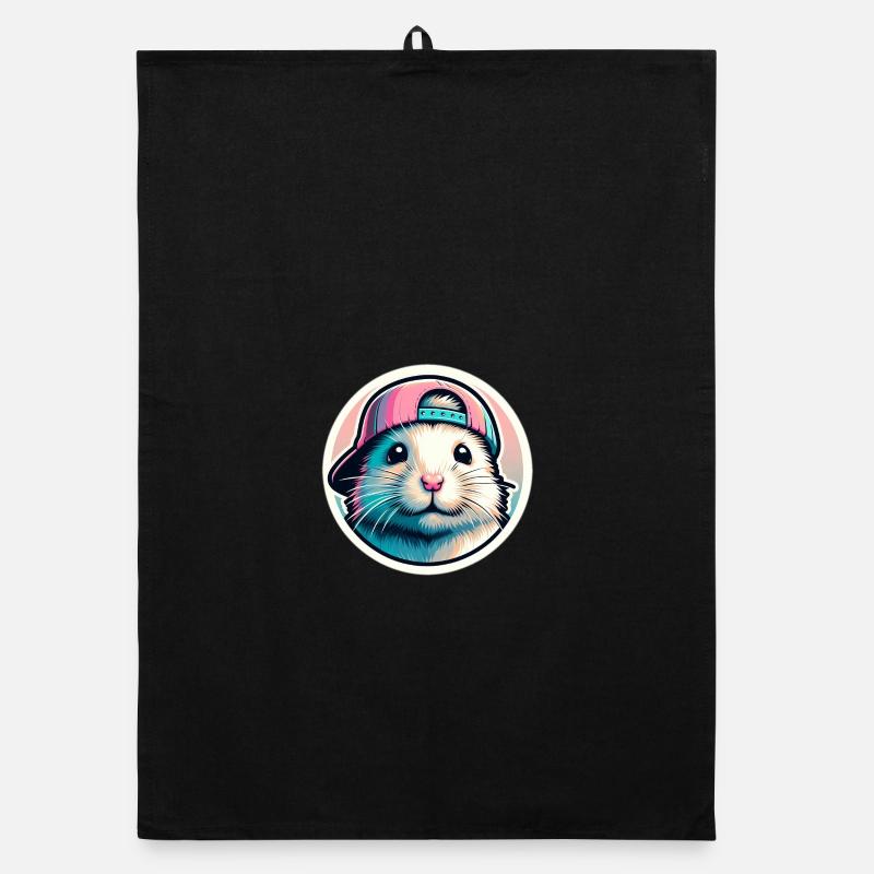 Hamster mit Kappe in Pastell Organic Geschirrtuch