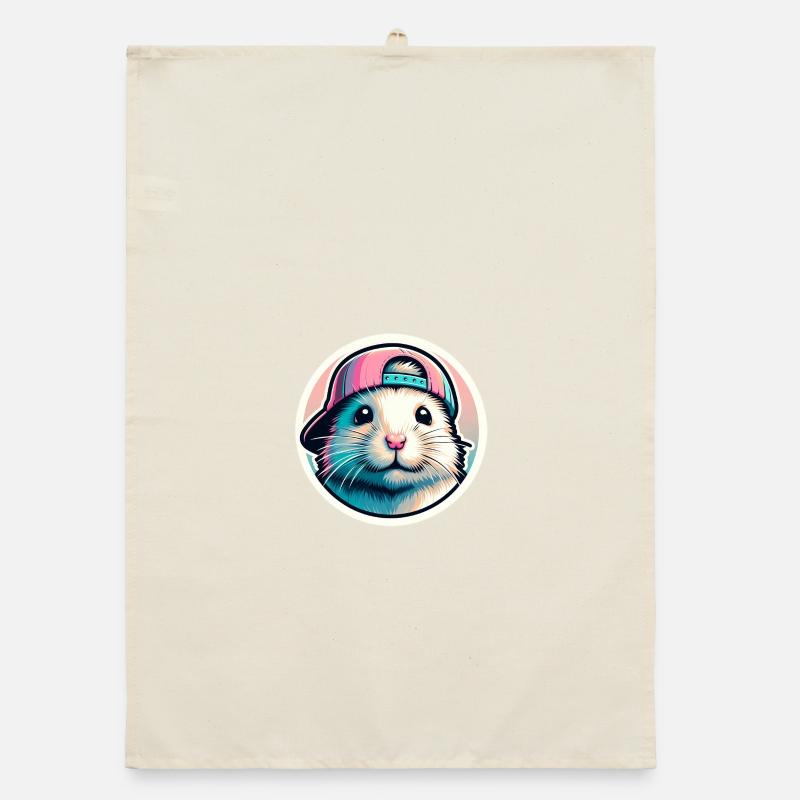 Hamster mit Kappe in Pastell Organic Geschirrtuch