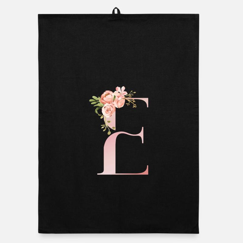 Pastel Floral Monogram E Organic dish towel