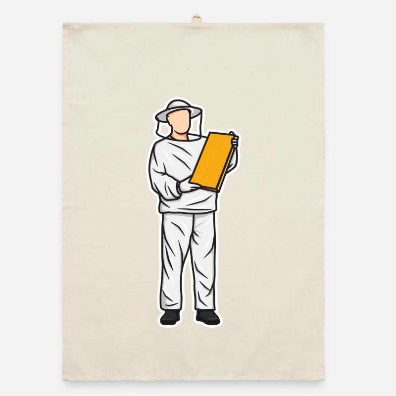 Funny beekeeper kid Organic dish towel