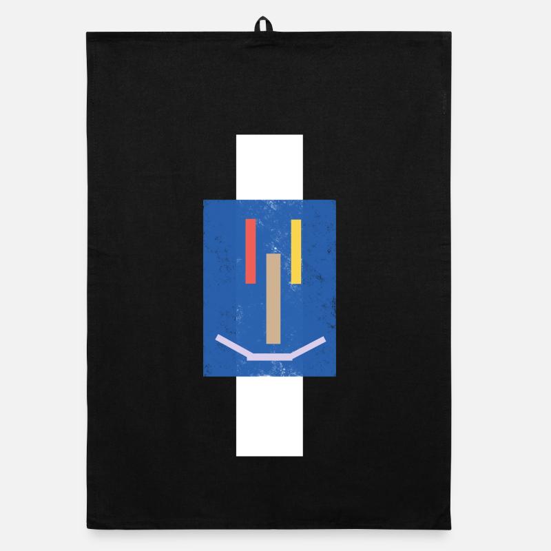 Abstract laughing face on blue Organic dish towel
