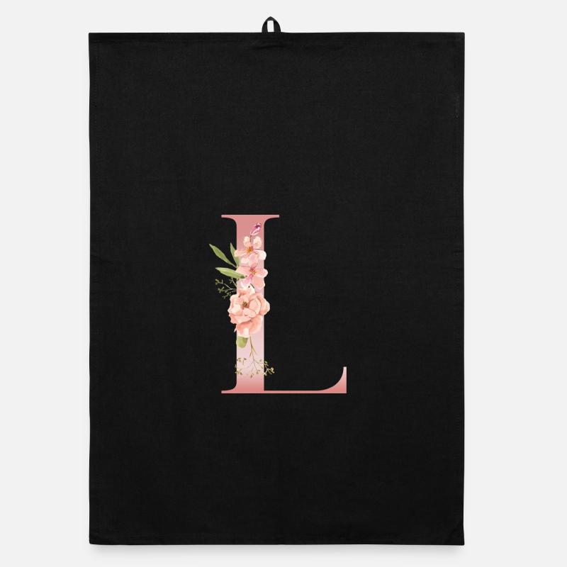 Monogramme floral L pastel Torchon bio