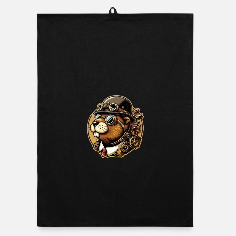 Biber Steampunk Retro Organic Geschirrtuch