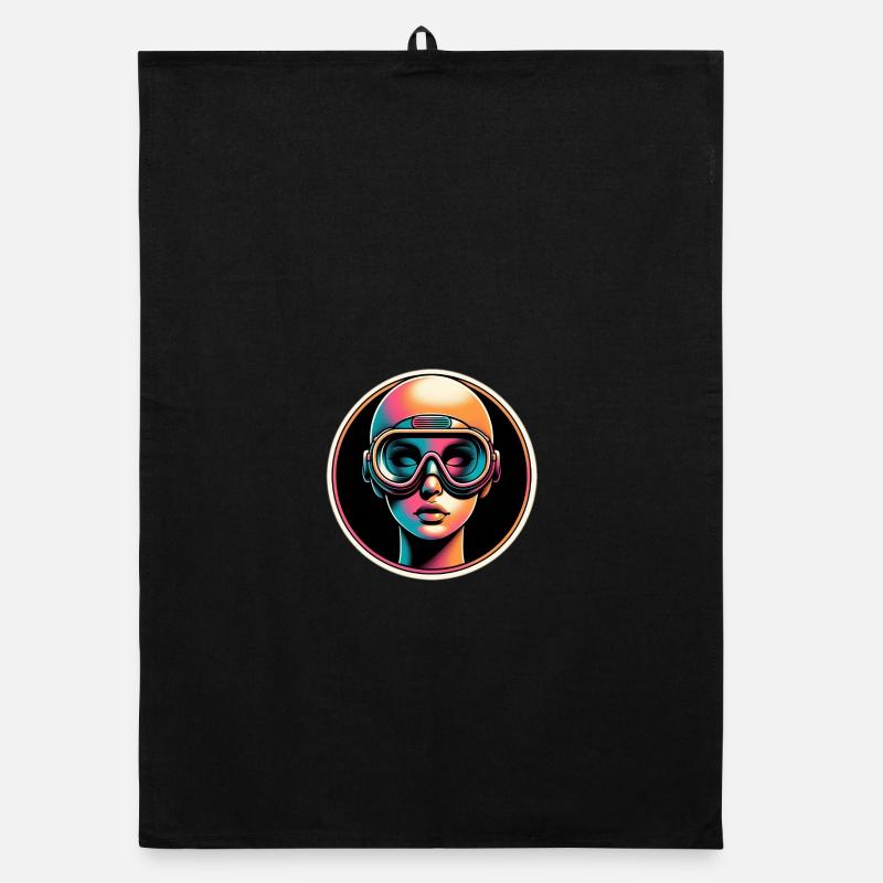 Femme avec des lunettes de plongée Plongeuse en pastel Torchon bio