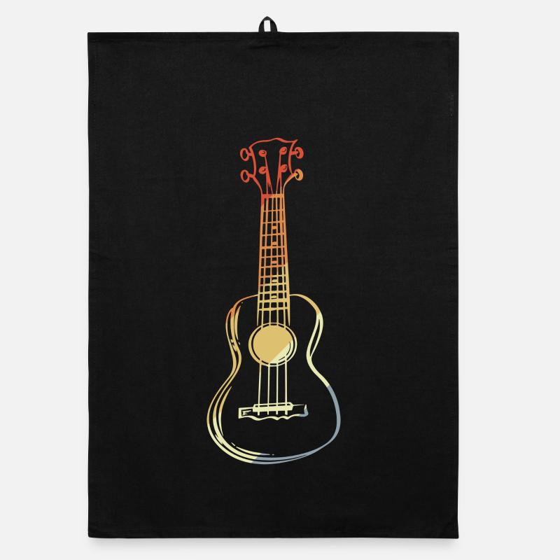 Ukulele Sketch Retro Style Organic dish towel