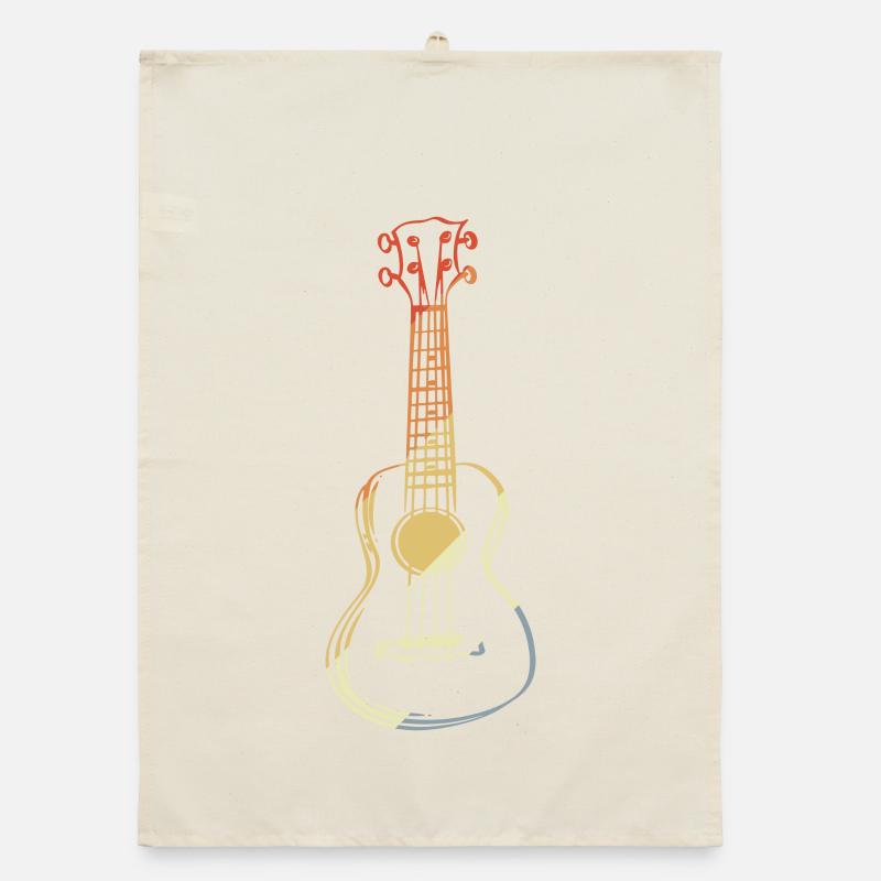 Ukulele Sketch Retro Style Organic dish towel