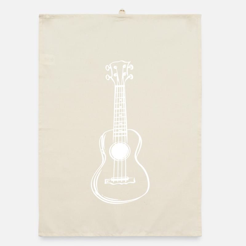 Ukulele Drawing Organic dish towel