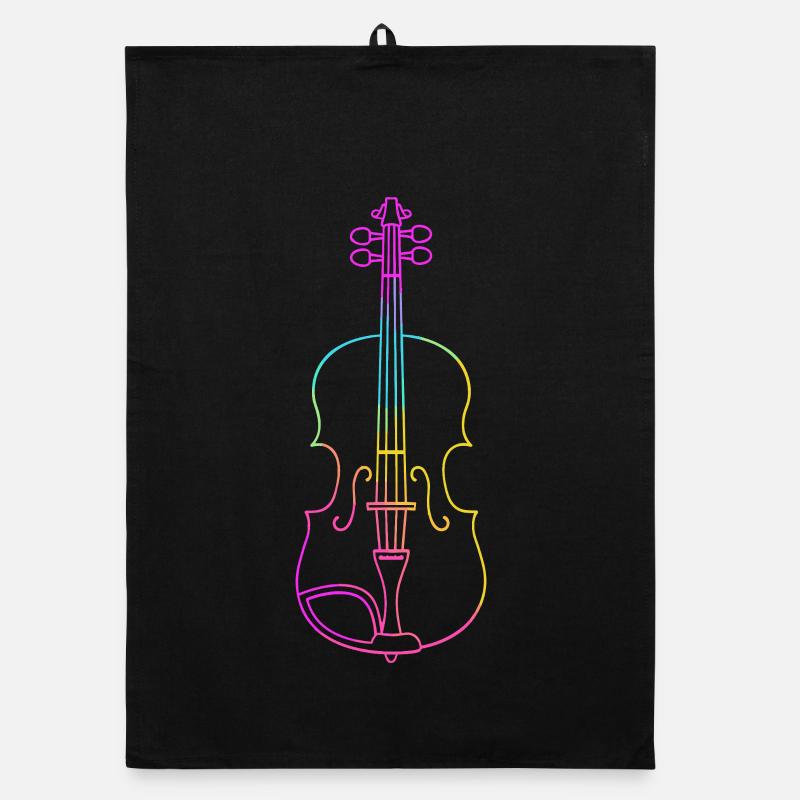 Violin Line Drawing Organic dish towel
