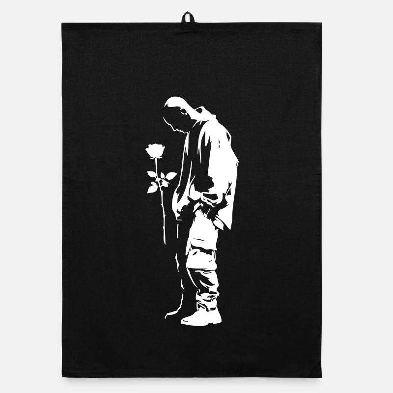 Silhouette d’art de rue avec rose Torchon bio