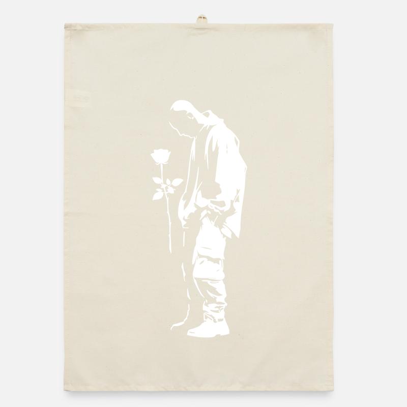 Silhouette d’art de rue avec rose Torchon bio