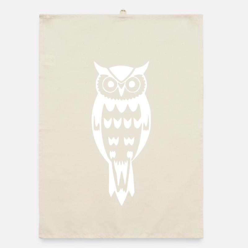 White Owl Bird Gift Nature Lover Hiker Organic dish towel