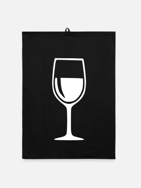 Verre de vin Cadeau de vin Black Grapevine - Torchon bio - noir - Devant