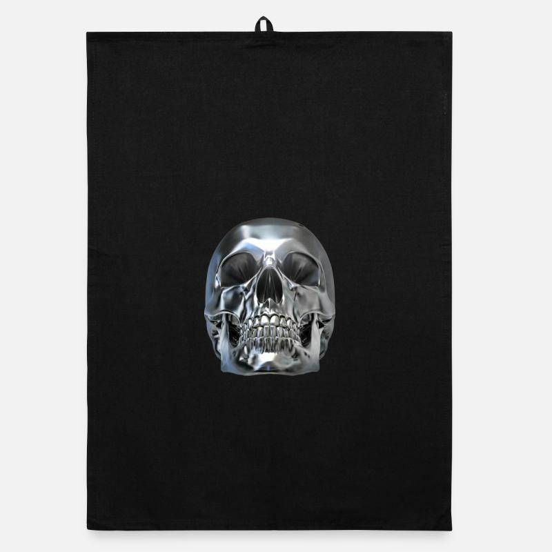 Platin Skull - Organic Geschirrtuch - Schwarz