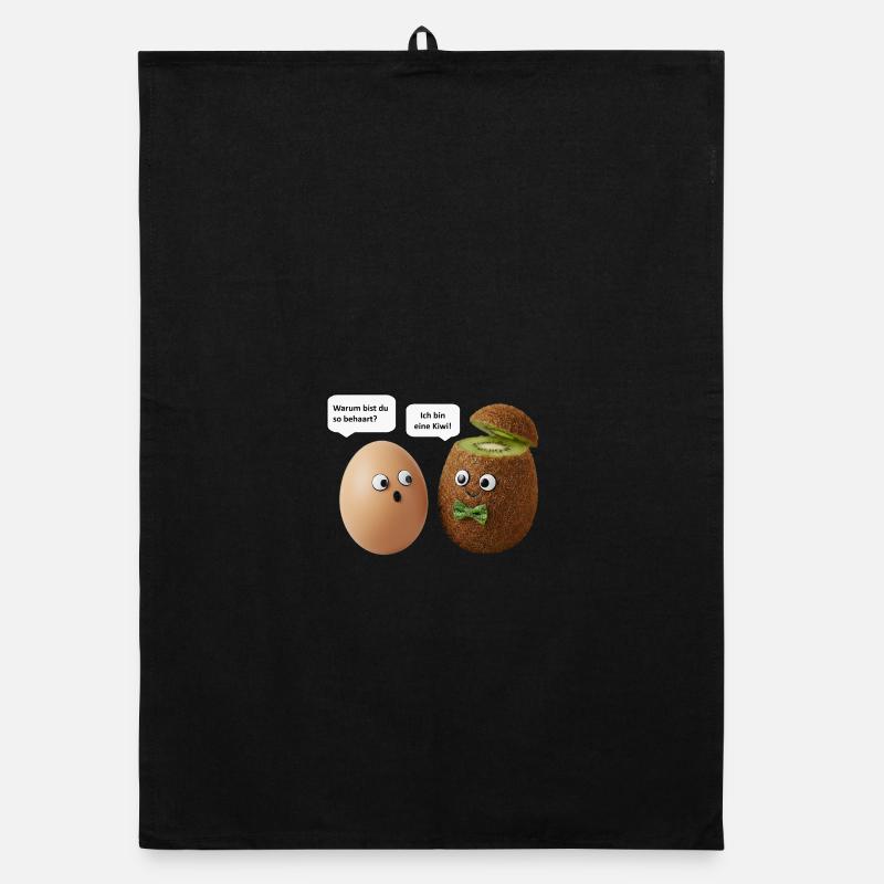 Kiwi and Egg Comedy Design Organic dish towel