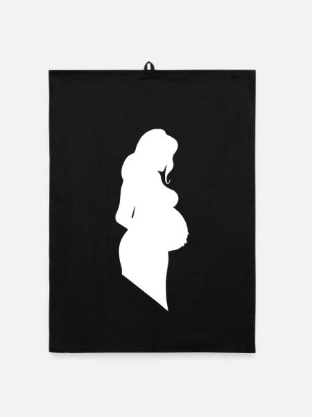 schwangerer Frau Silhouette, Schwangerschaft - Organic Geschirrtuch - Schwarz - Vorne