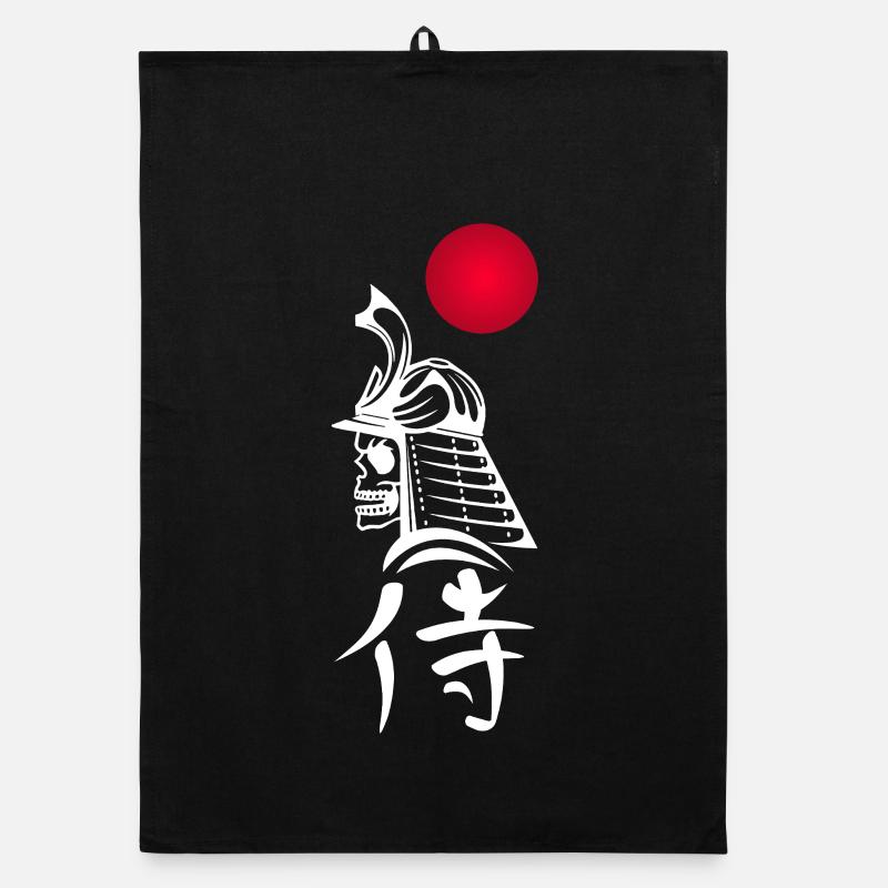 Samouraï blanc et soleil rouge Torchon bio