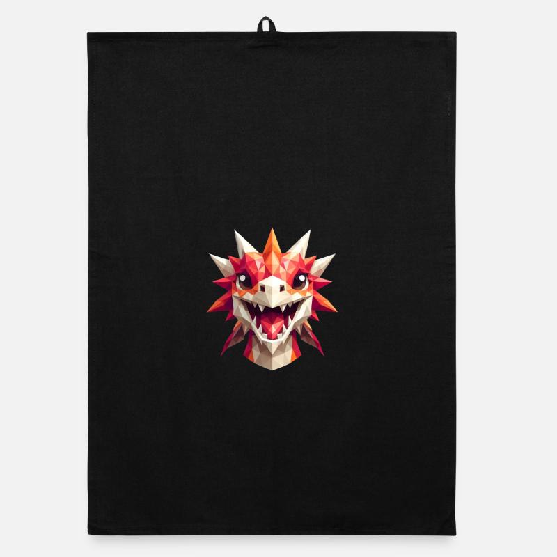 A Laughing Dragon in Polygon Style Organic dish towel
