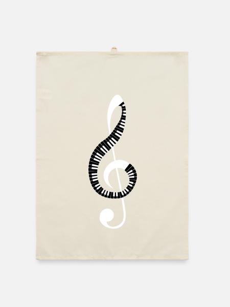 Treble-Spirale aus Klaviertasten - Organic Geschirrtuch - Natur