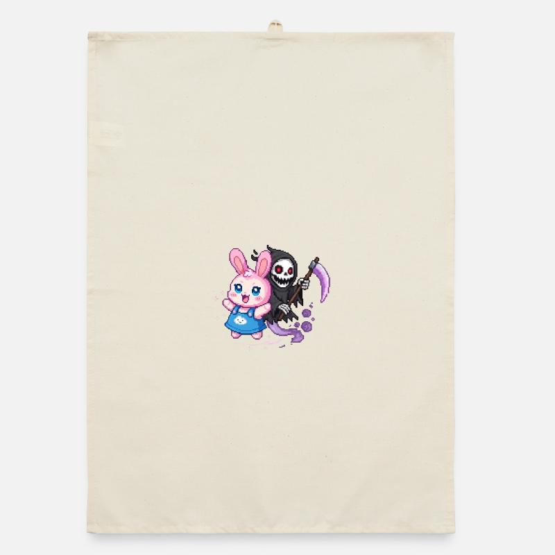 Pastel Goth Bunny rencontre Grim Reaper Pixel Art Torchon bio