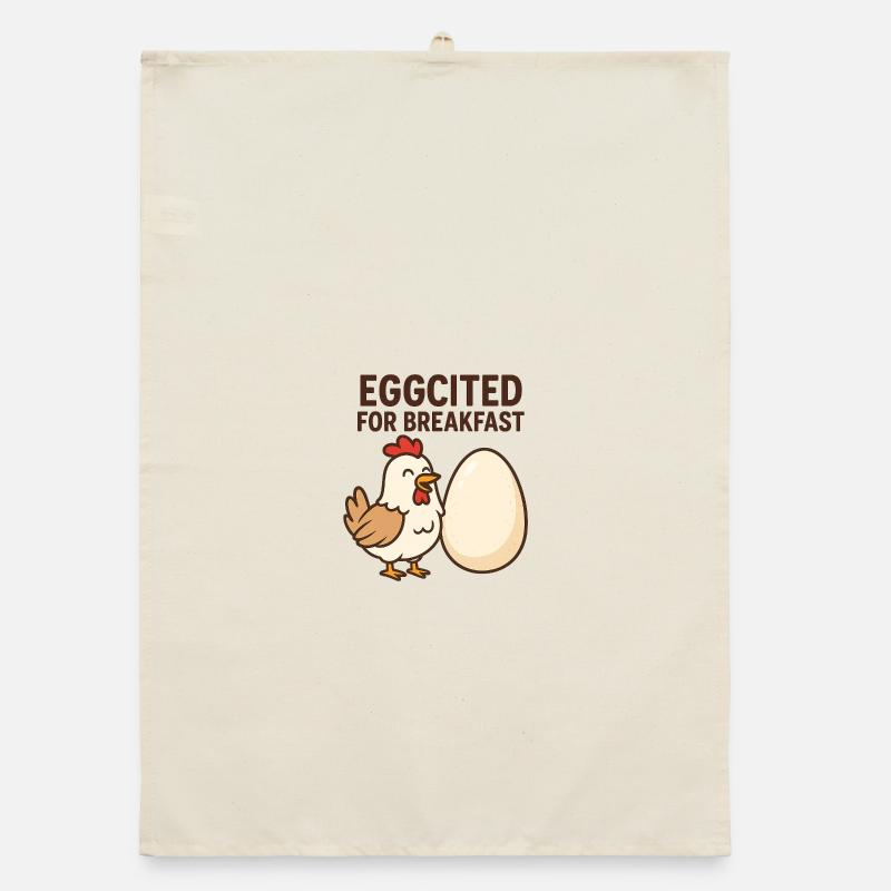 Eggcited for Breakfast Chicken Design Organic dish towel