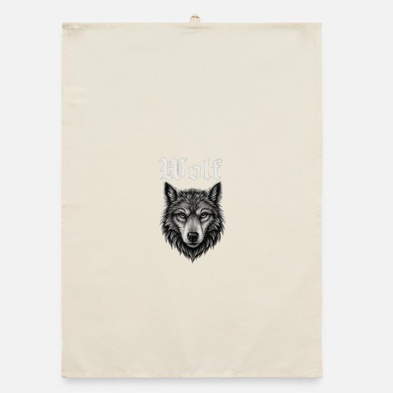 Gothic Wolf Head Illustration Gift Idea Organic dish towel
