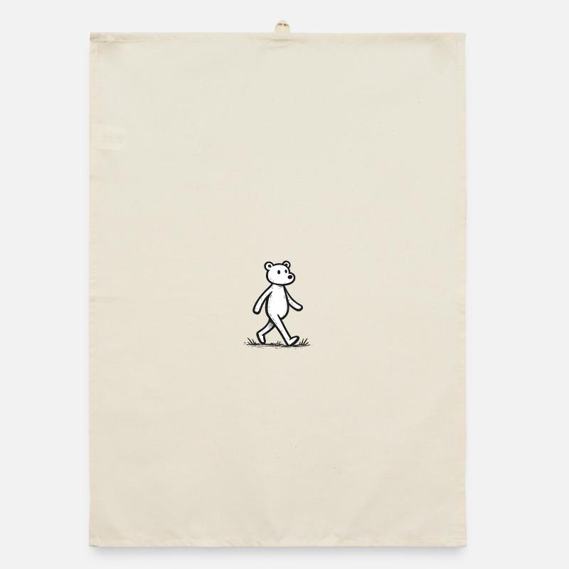 Running Bear Line Drawing Organic dish towel