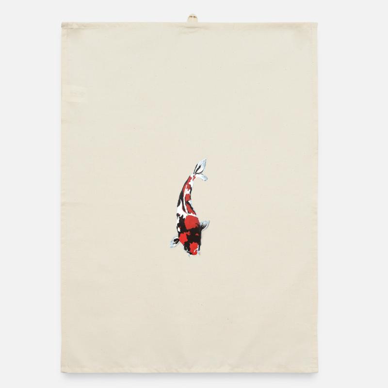 Koi Carp Splash: Red White Black Organic dish towel