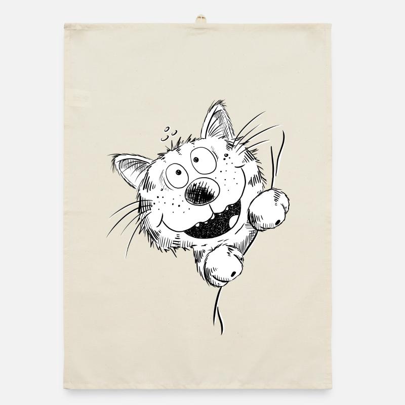 Funny cat laughs Organic dish towel