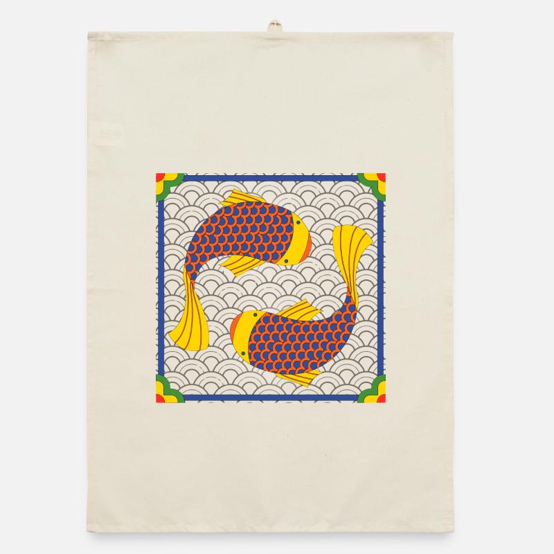 Korean Koi Fish Pattern Organic dish towel