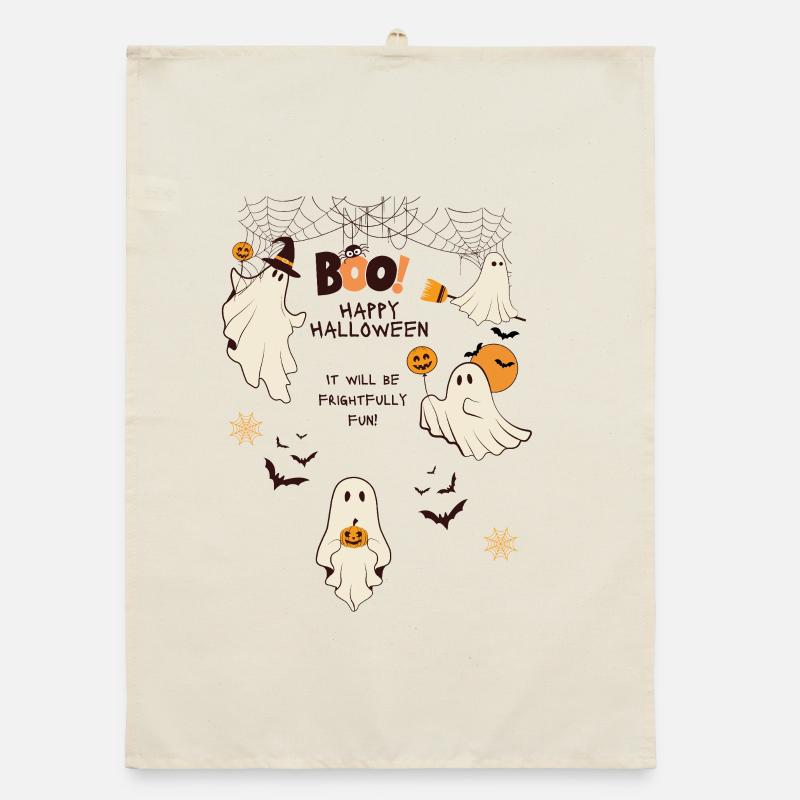 Frightfully Fun Ghosts – Cute Halloween Cartoon  Organic Geschirrtuch