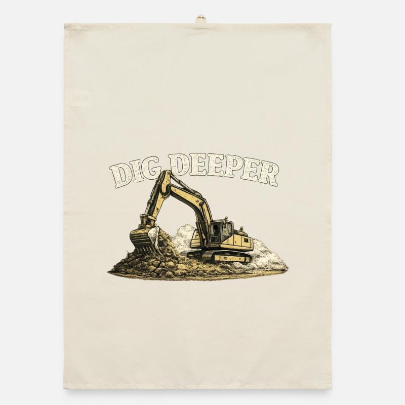 Dig Deeper Bagger Baustelle Baumaschine  Organic Geschirrtuch