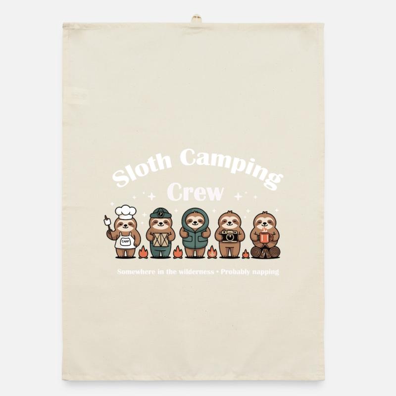 Sloth Camping Crew Organic Geschirrtuch