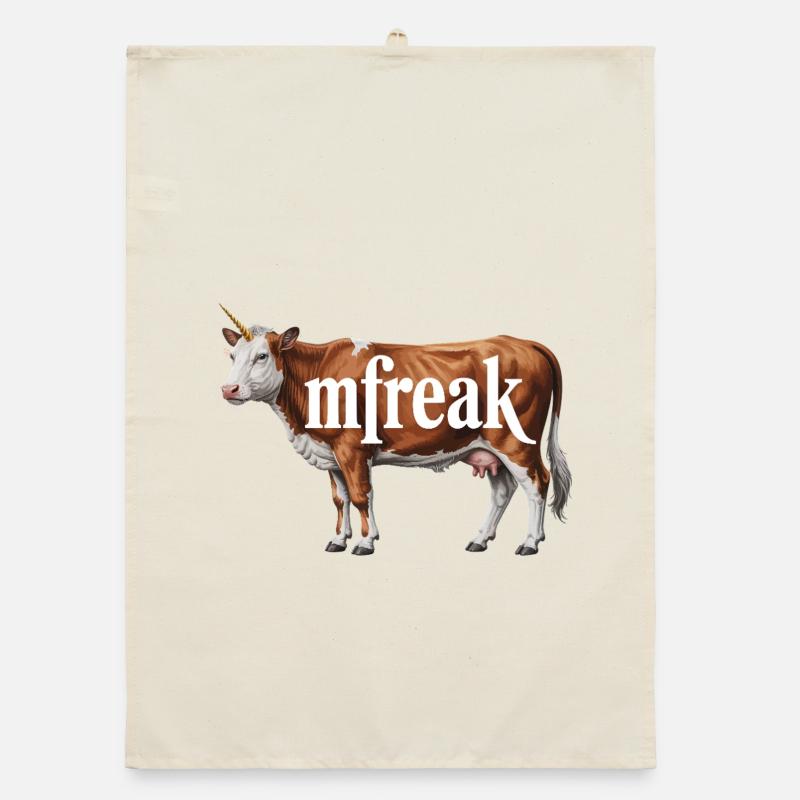Freaky Cow Typography Tee Organic dish towel