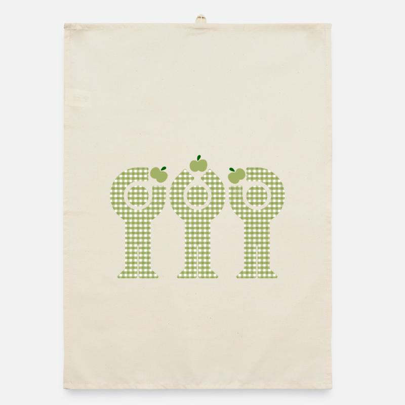 Green Gingham Minis Apple Figures Organic dish towel