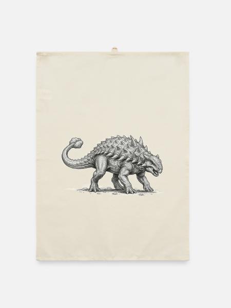 Ankylosaurus Motiv Dinosaurier Design Urzeit - Organic Geschirrtuch - Natur - Vorne