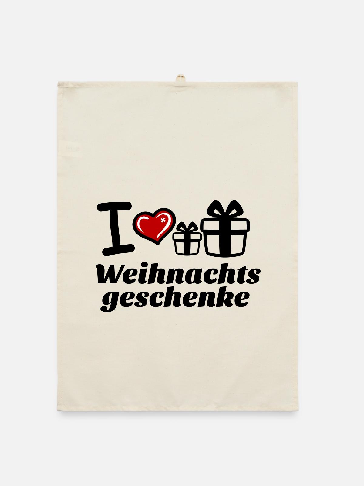 I Love Weihnachtsgeschenke - Organic Geschirrtuch - Natur - Vorne