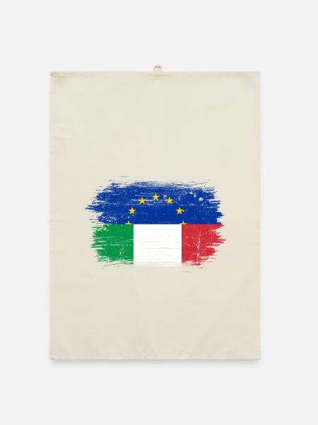 EU Italien Pinsel Flagge Fusion - Organic Geschirrtuch - Natur - Vorne