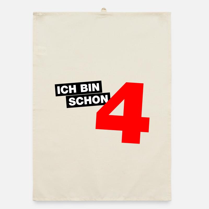 Ich bin schon 4 - Organic Geschirrtuch - Natur