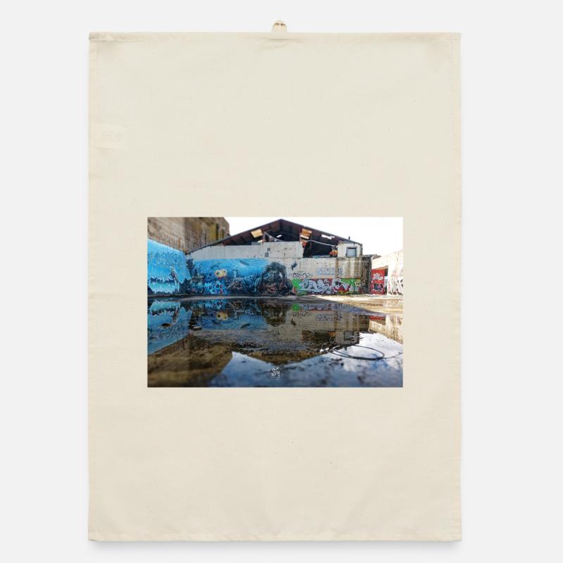 Urban Reflections – Blue Graffiti Organic dish towel
