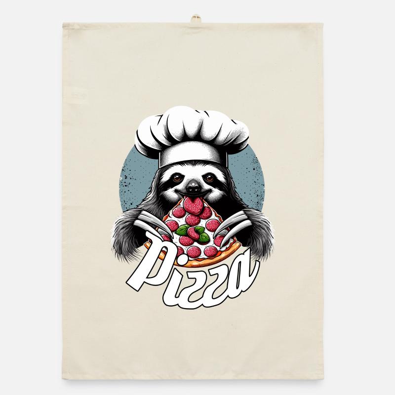 Pizza Yummy Sloth Gift Organic dish towel