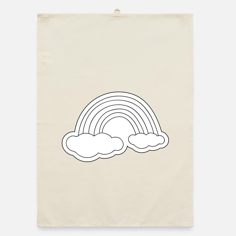 Arc-en-ciel minimaliste sur nuages - Torchon bio - nature