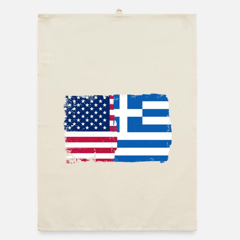 Fusion du drapeau de la Grèce des États-Unis Torchon bio
