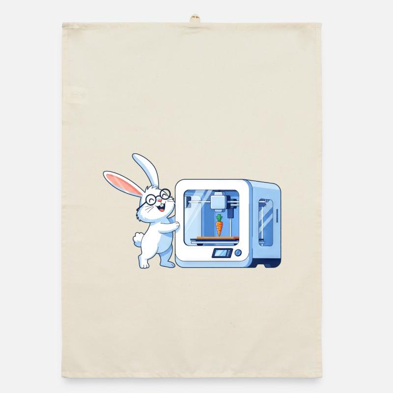 Funny Rabbit Nerd Programmeur Imprimante 3D Torchon bio