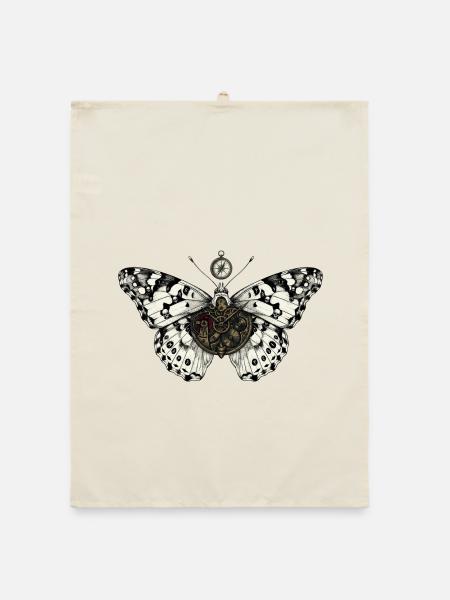 Steampunk-Motten-Halloween - Organic Geschirrtuch - Natur