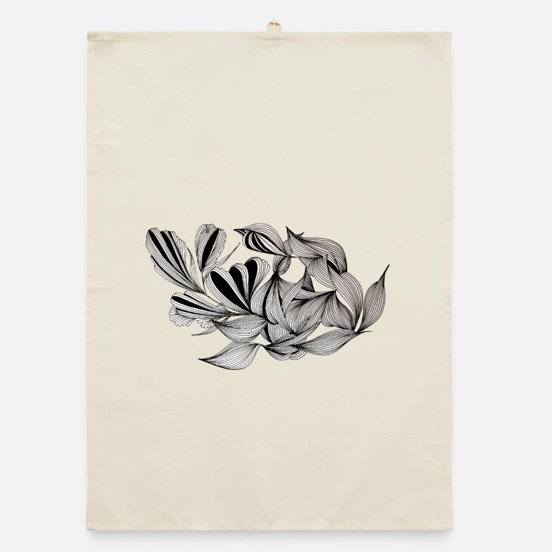Duo de feuilles noir et blanc Torchon bio